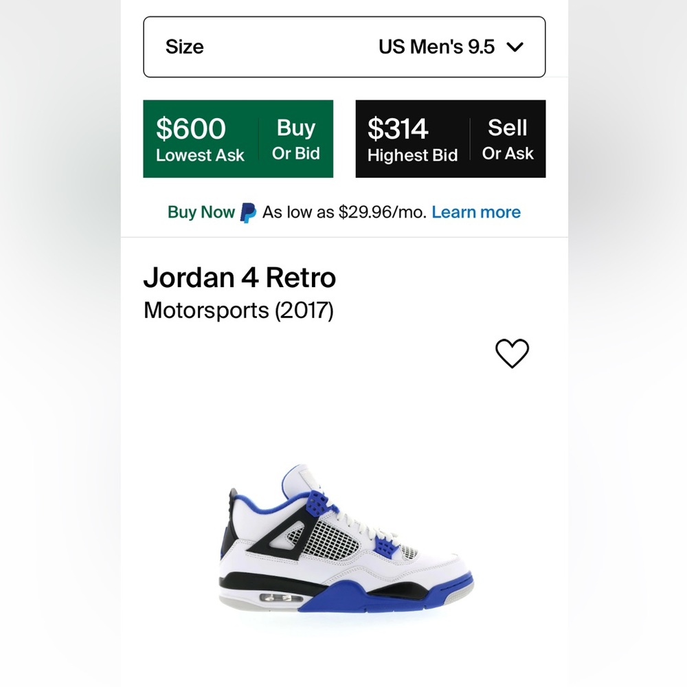 Jordan Retro 4 Motorsports (2017 release)